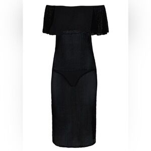 ELLEJAY Cori Dress | Black Off-Shoulder Swim Coverup